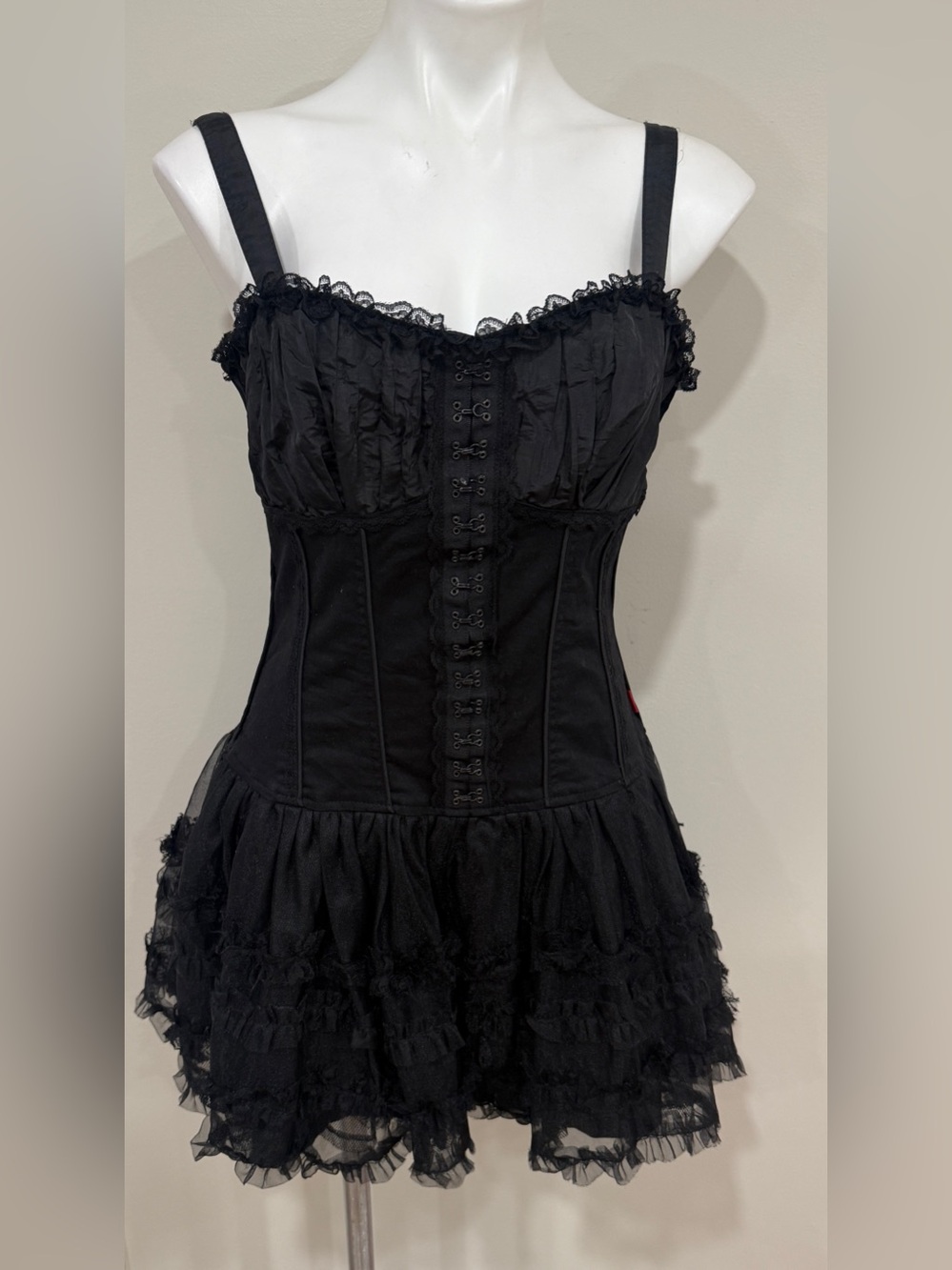 Vintage Tripp NYC Black Corset Tutu Dress Royal Bones Goth Punk Mini Y2K